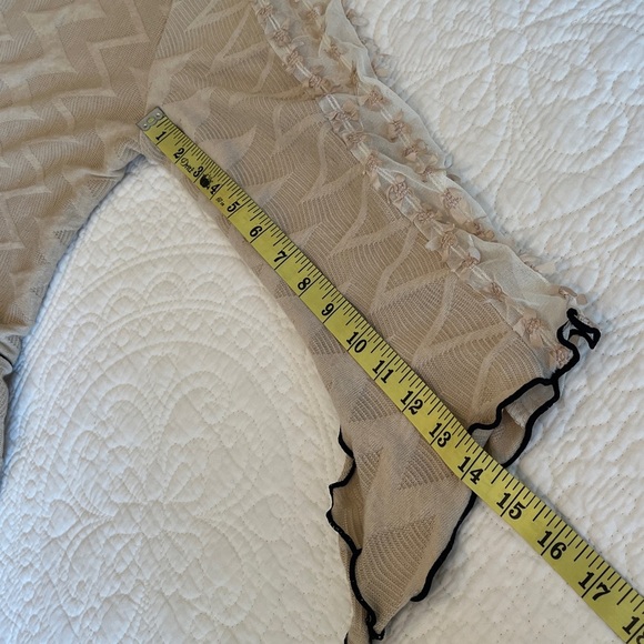 Vintage Textured Jacket Womens Large Light Tan Black Bows Mesh Artsy Lagenlook - Picture 15 of 17